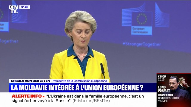 Ursula von der Leyen: Nous recommandons que le Conseil accorde à la Moldavie, une perspective européenne et le statut de candidat à l'Union européenne