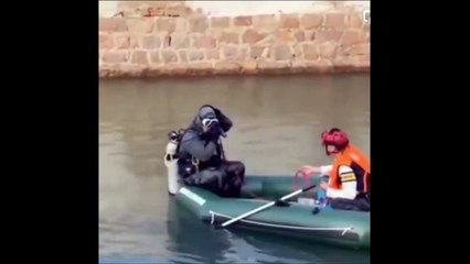 Mise à l'eau ratée... Ce plongeur va avoir mal à la nuque