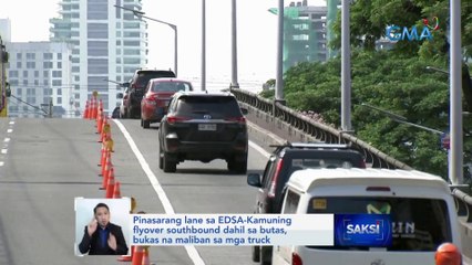 Pinasarang lane sa EDSA-Kamuning flyover southbound dahil sa butas, bukas na maliban sa mga truck | Saksi