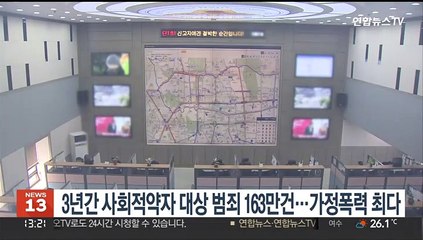 3년간 사회적약자 대상 범죄 163만건…가정폭력 최다