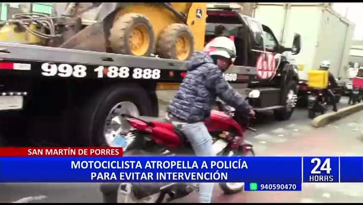 SMP: motociclista atropella a policía de tránsito al intentar evadir intervención