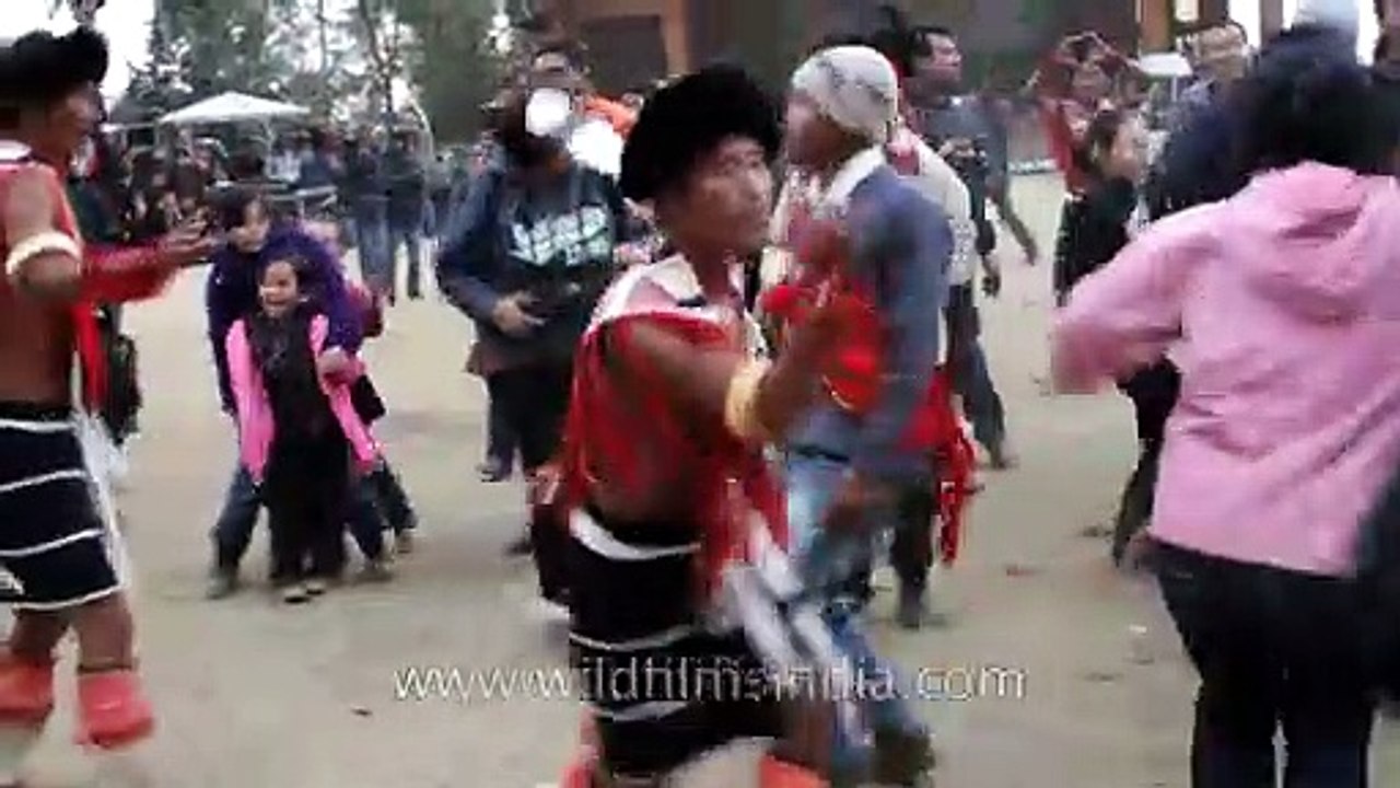 Funny dancing by a Naga man - Dance off at Hornbill Festival Closing Ceremony