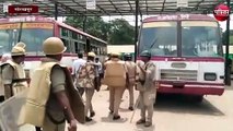 गोरखपुर कचहरी और बस स्टैंड पर पुलिस ने किया  फ्लैग मार्च