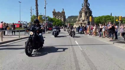 Concentración de policías moteros en Barcelona