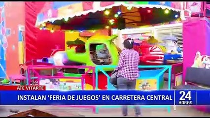 Ate: instalan feria con juegos mecánicos en plena Carretera Central