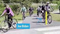 Sa chaussure reste coincée dans le cale-pied, Joe Biden chute à vélo