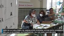Más de 6,5 millones de andaluces podrán votar este domingo en las elecciones autonómicas, un 1,5% más que en 2018