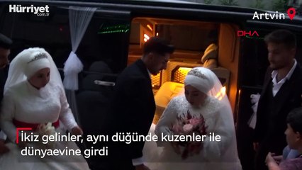 İkiz gelinler, aynı düğünde kuzenler ile dünya evine girdi