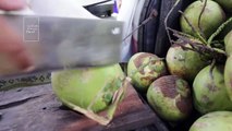 Amazing coconut cutting skills Street Food Bangkok Thailand - Asian street food