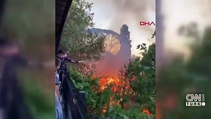 Beylerbeyi'nde 2 katlı ahşap köşkte yangın