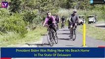 US President Joe Biden Takes A Fall From His Bike While Meeting Supporters In Delaware
