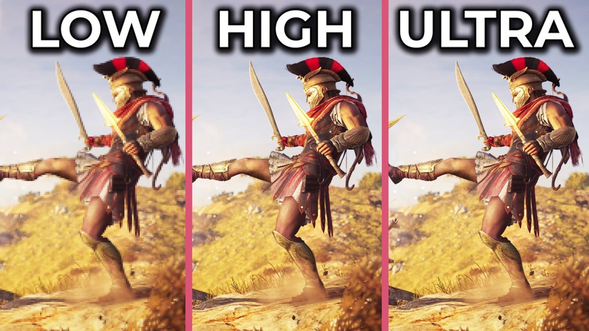 ⁣Assassin's Creed Odyssey - 4K-Benchmark: Niedrige, hohe und extrem hohe Details im Vergleich