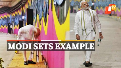 Watch | PM Modi Picks Up Litter At ITPO Tunnel Launch In Delhi