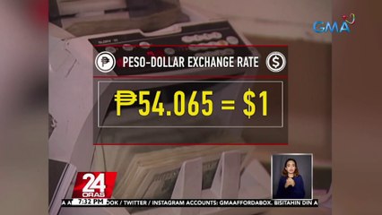 Halaga ng piso kontra dolyar, bumaba sa P54.065 ngayong araw | 24 Oras