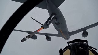 KC-135 Refuels F-15 Eagles