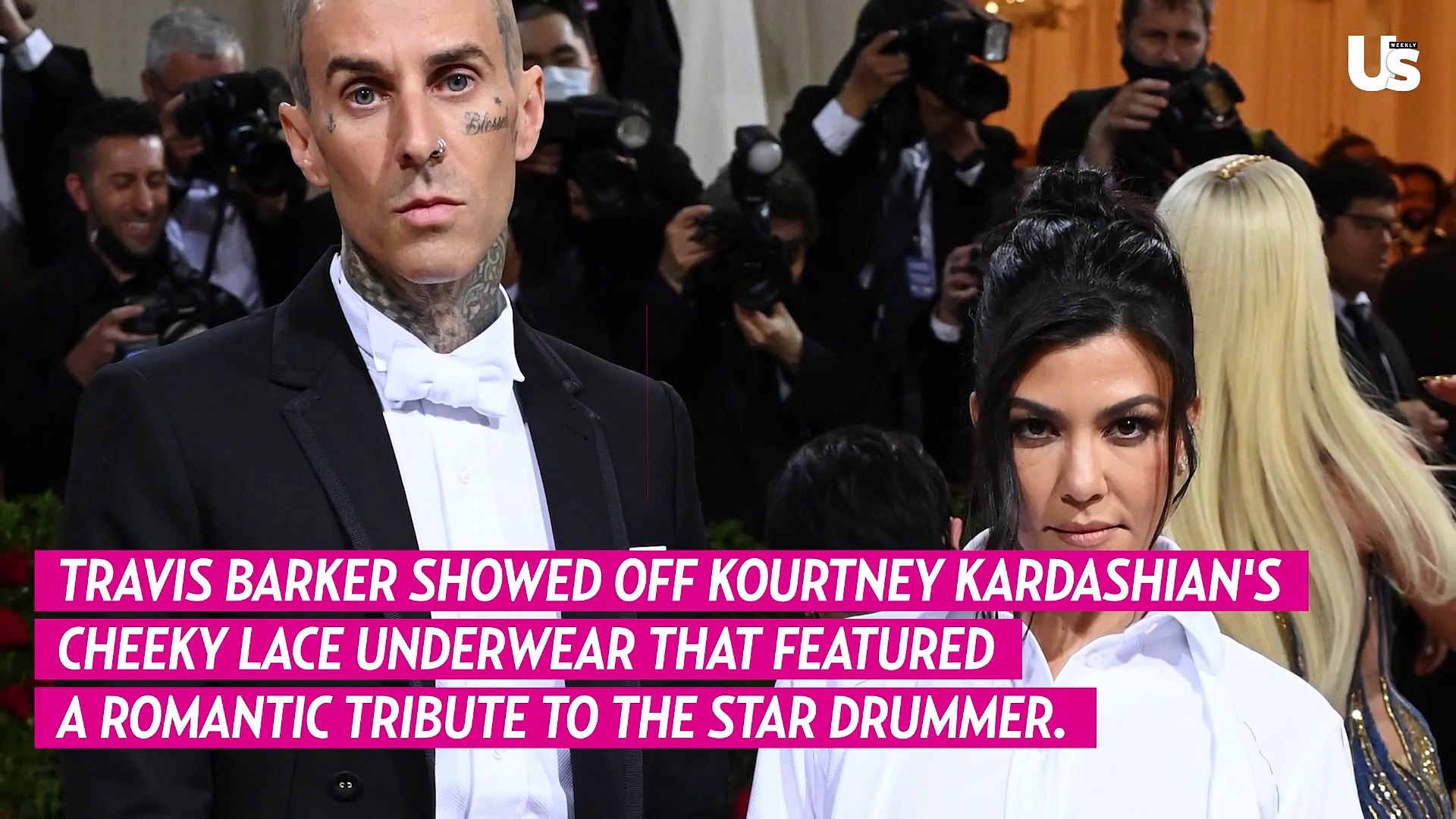 Travis Barker flaunts Kourtney Kardashian's lacy underwear with his name on  it - Daily Record