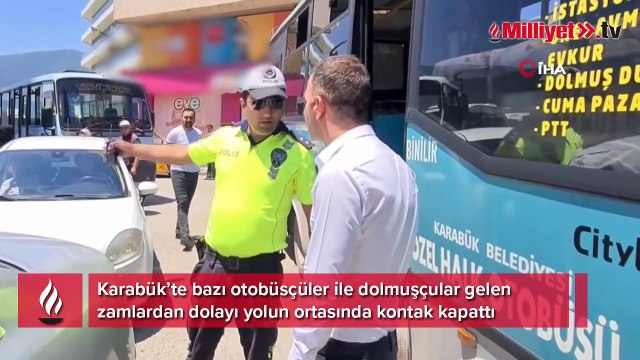 Otobüs ve dolmuş yolun ortasında kontak kapattı, metrelerce kuyruk oluştu
