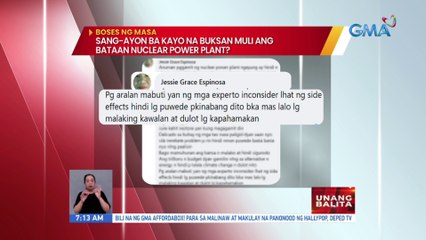 #BosesNgMasa: Sang-ayon ba kayo na buksan muli ang Bataan Nuclear Power Plant? | UB
