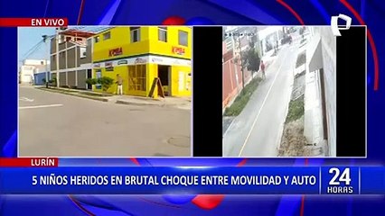 Lurín: Brutal choque entre movilidad escolar y auto deja 5 niños heridos