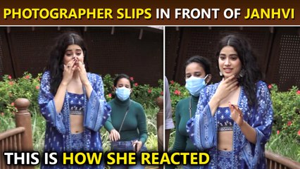 Janhvi Kapoor Gets Afraid, Shocked After A Media Photographer Slips And Falls Down | Good Luck Jerry