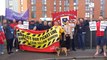 Picket line at Fratton railway station on the morning of the first day of the RMT rail strike