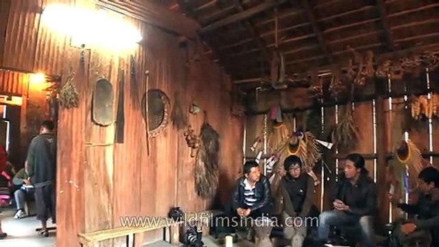 Inside a typical Angami tribes hut in Nagaland