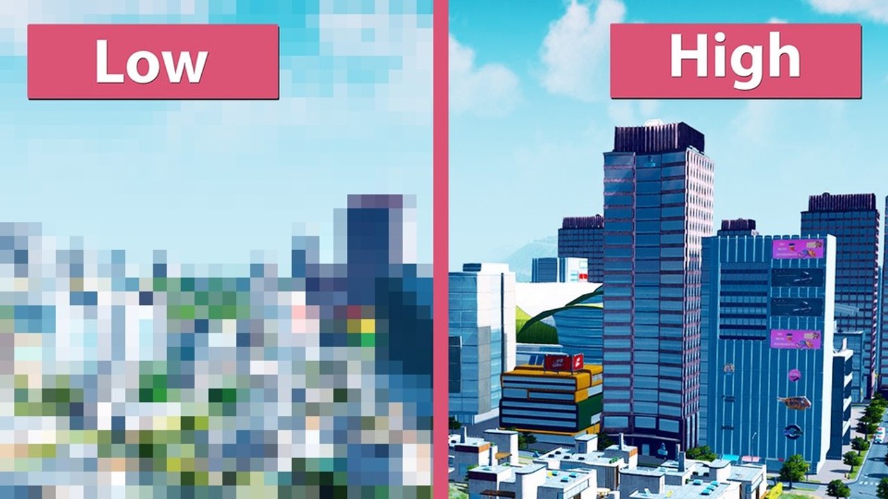Cities: Skylines - Grafikvergleich: niedrige gegen hohe Grafikeinstellungen