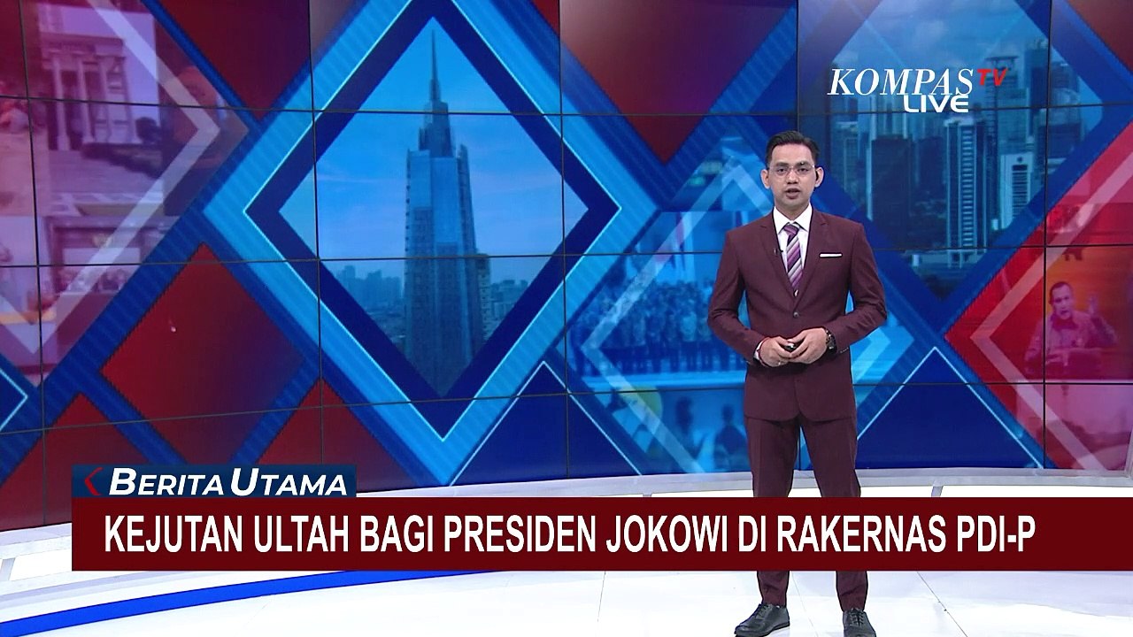 Jokowi Dapat Kejutan Potong Tumpeng Ulang Tahun di Acara Rakernas PDIP