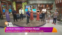 Christian Nodal corre a fans que le tiraron hielos durante concierto