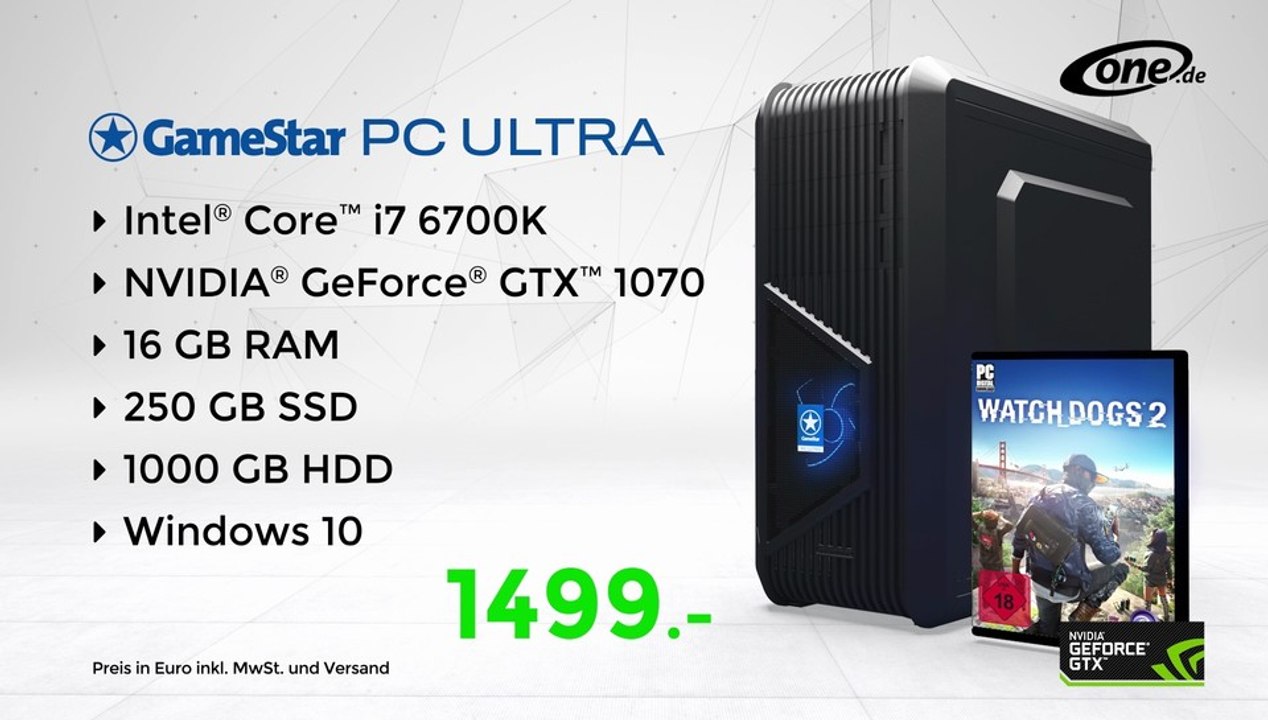 Hackers Wanted: Watch Dogs 2 gratis - Neuer One GameStar-PC Ultra im TV-Spot