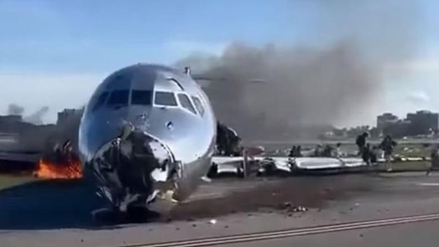 Havada facia: Alevler içinde iniş yaptı, yaralılar var