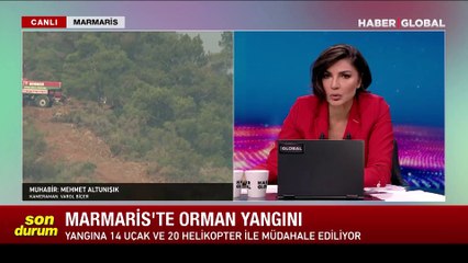 Son Dakika! Marmaris'teki orman yangınına müdahale sürüyor