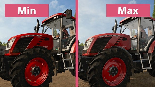 Landwirtschafts-Simulator 17 - Minimale und maximale Details im Grafik-Vergleich