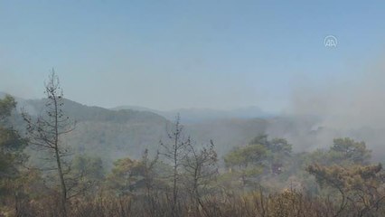 (DRONE) Marmaris'teki orman yangınına havadan ve karadan müdahale ediliyor (7)