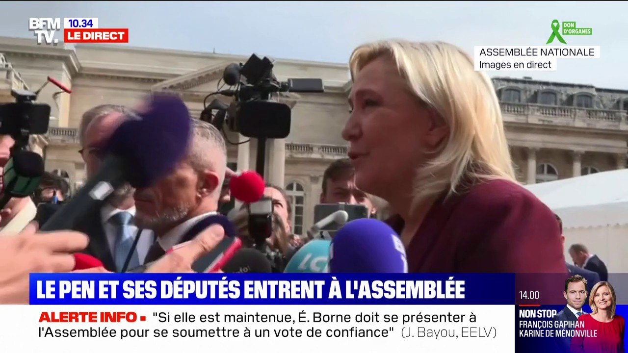 Pour Marine Le Pen, "la situation ne justifie pas" un gouvernement d'union nationale
