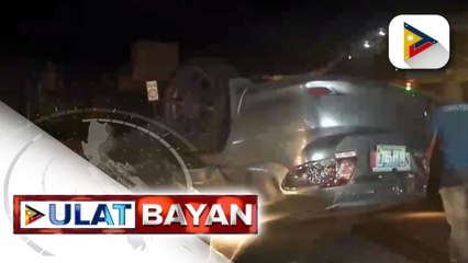 Lalaki, naipit sa kanyang minamanehong kotse na bumaligtad sa EDSA, QC