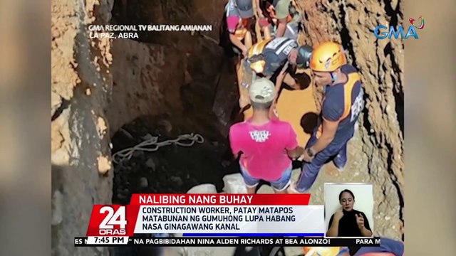 Construction worker, patay matapos matabunan ng gumuhong lupa habang nasa ginagawang kanal | 24 Oras