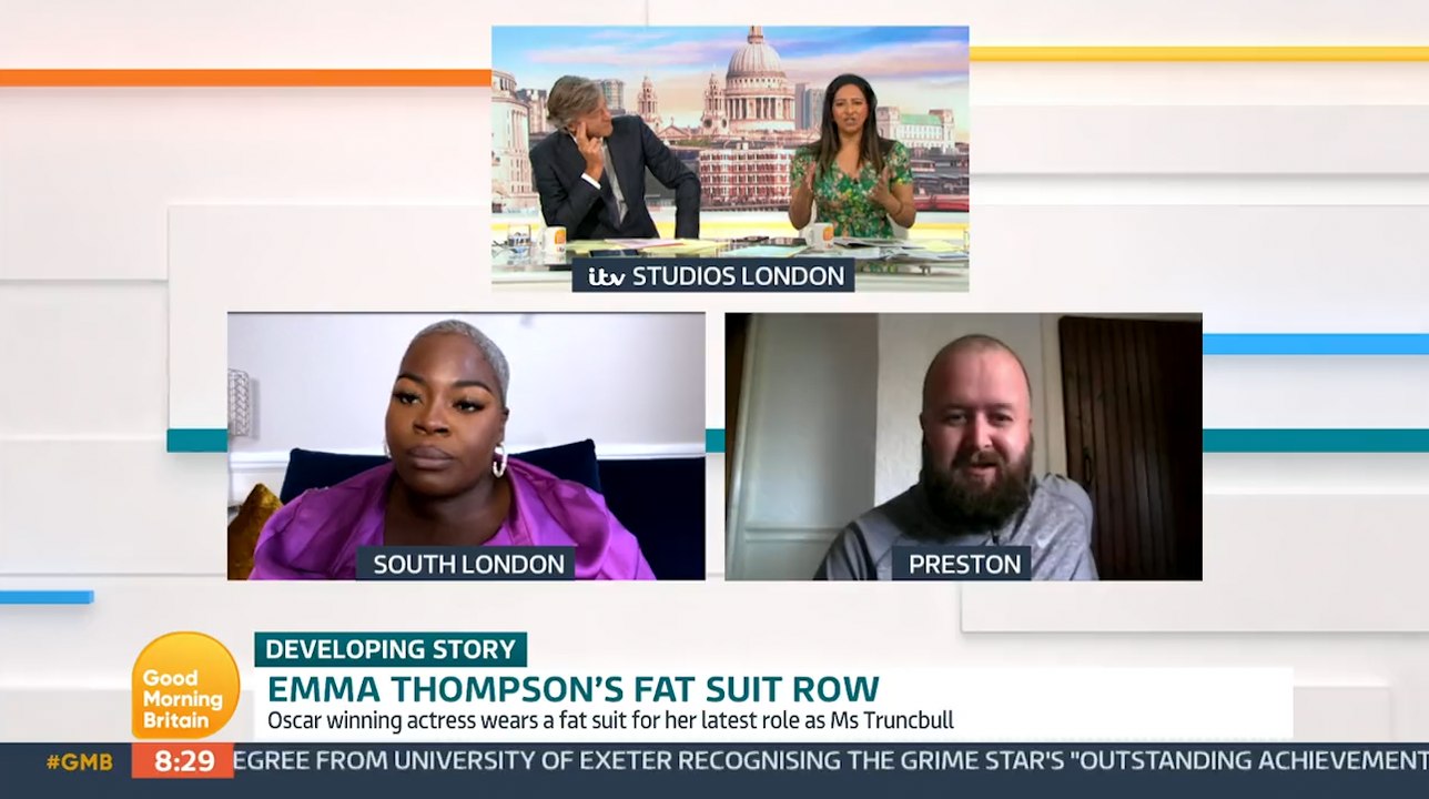GMB debates merits of Emma Thompson wearing a fat suit for Matilda