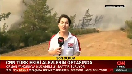CNN TÜRK ekibi alevlerin ortasında