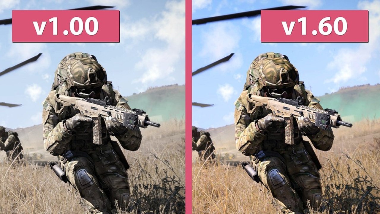 Arma 3 - version 1.00 und 1.60 im grafik-vergleich