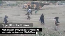 Afghanistan army helicopter lands to evacuate earthquake-hit civilians