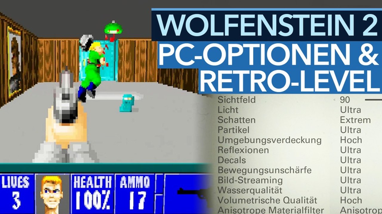 Wolfenstein 2 - PC-Optionen im Video & Retro-Level mit »äußerst realistischer« Grafik