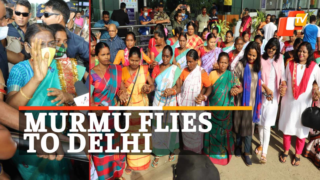 Celebrations At Bhubaneswar Airport As Draupadi Murmu Leaves For Delhi Ahead Of Presidential Polls