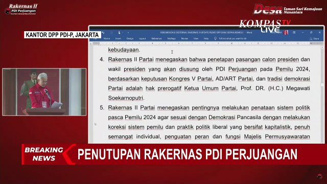 Bahas Penanganan Covid-19 hingga Pemilihan Capres 2024, Ganjar Pranowo Bacakan Hasil Rakernas PDI-P!