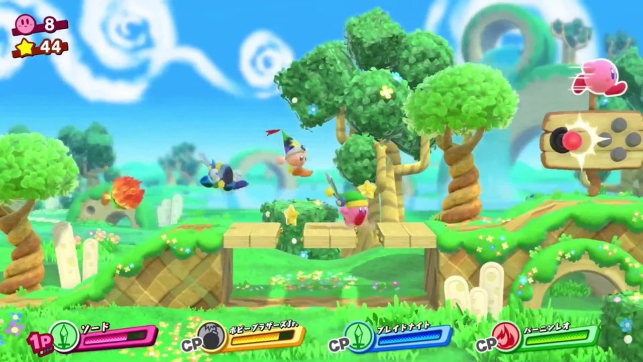 Kirby star allies - gameplay-trailer zeigt koop-spezialattacken, elemente & boss-kämpfe