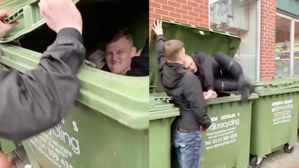 'Daredevil jumps into a bin and gets locked inside *Prank Gone Wrong!*'