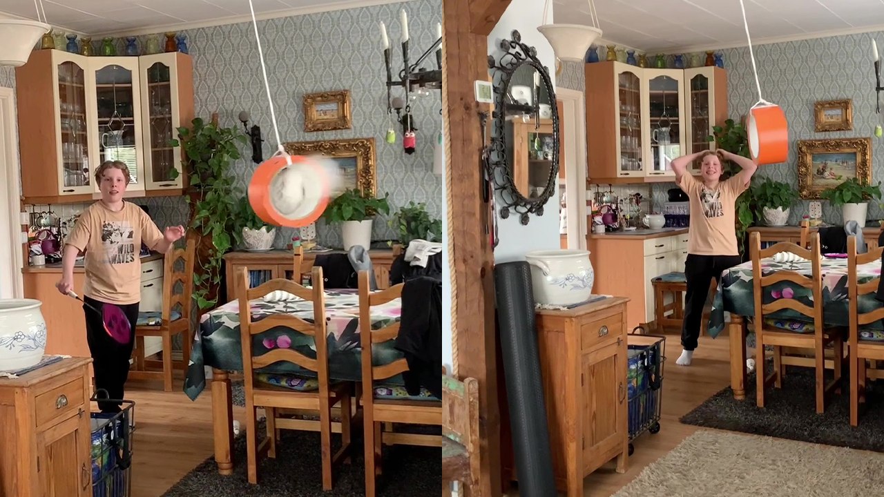 '12 y/o badminton player attempts a challenging trick shot *Bloopers + THE MONEY SHOT*'