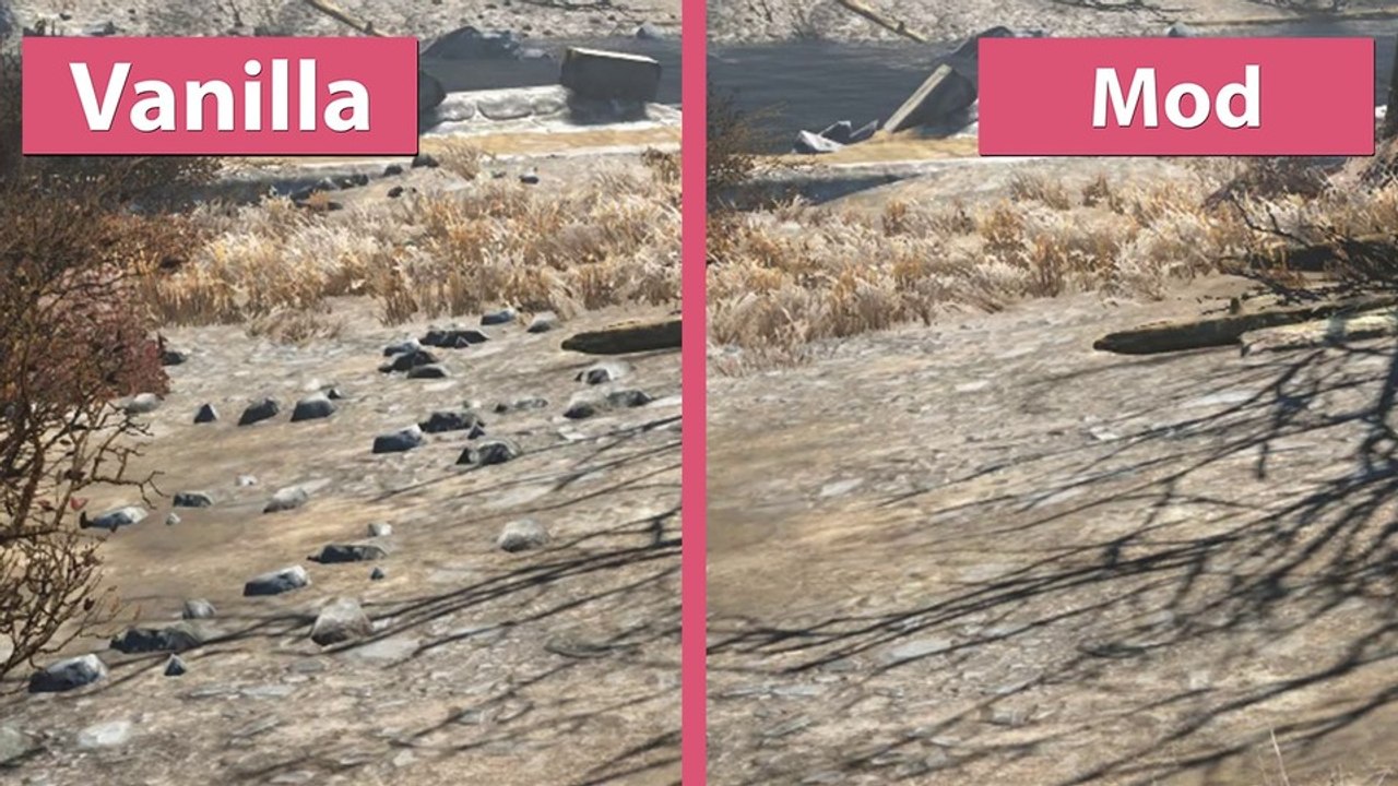 Fallout 4 Mod - Insignificant Object Remover im Vergleich zum Original