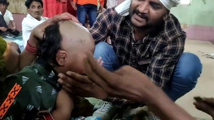 Tanmay Mundan in Maihar. मैहर में तन्मय का मुंडन.