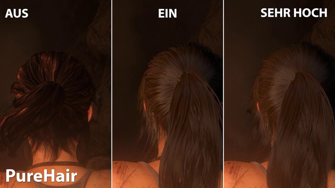 Rise of the Tomb Raider - PureHair-Vergleich